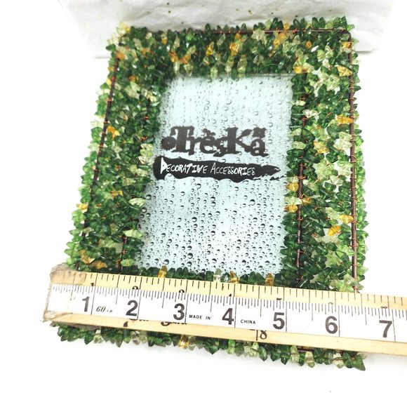 Treska Green Hand beaded Photo Frame 4x6 Photo - Picture 9 of 12